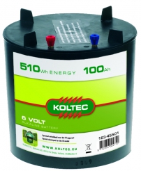 Batterij 6 Volt-510 Wh rond 100 Ah, alkaline