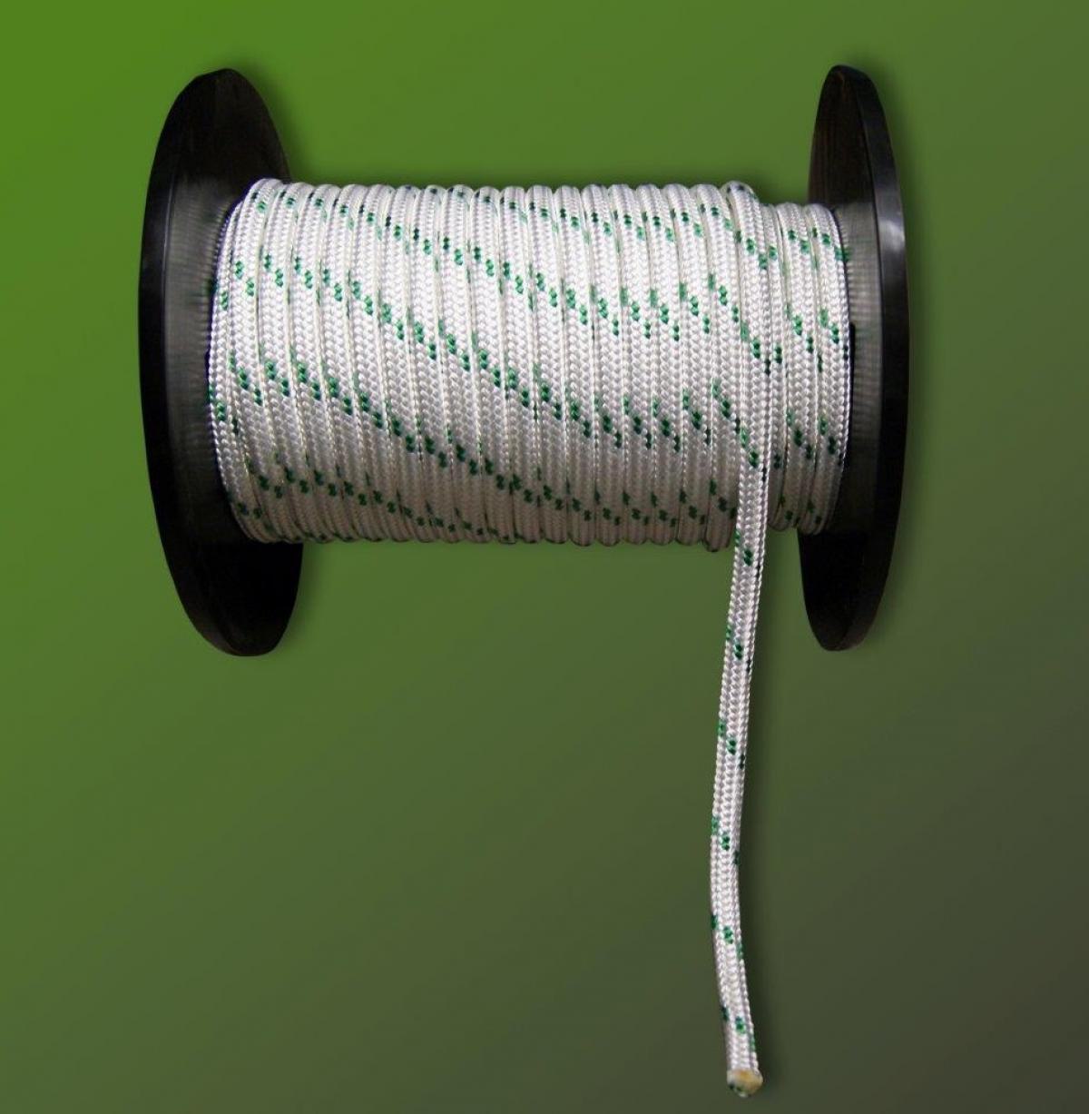 Nylonowy sznurek w biało-zielonym oplocie