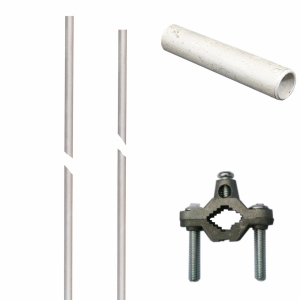 Earth stake set 2 m, including clamp and connecting sleeve